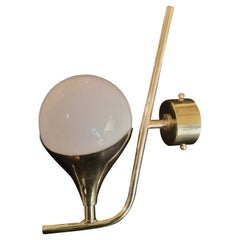 Lampada da parete e applique MidCentury di Murano in vetro artistico e ottone bianco, 2020