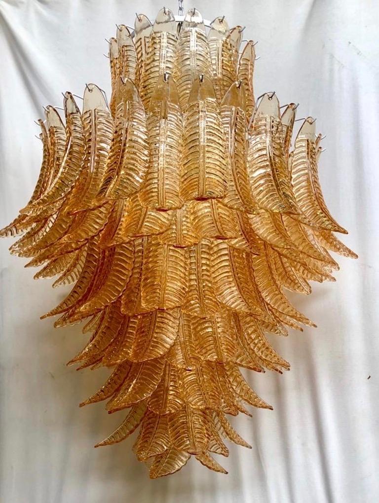 Murano Round Burnt Orange Art Glass Midcentury Chandelier and Pendant, 1990 In Good Condition For Sale In Rome, IT