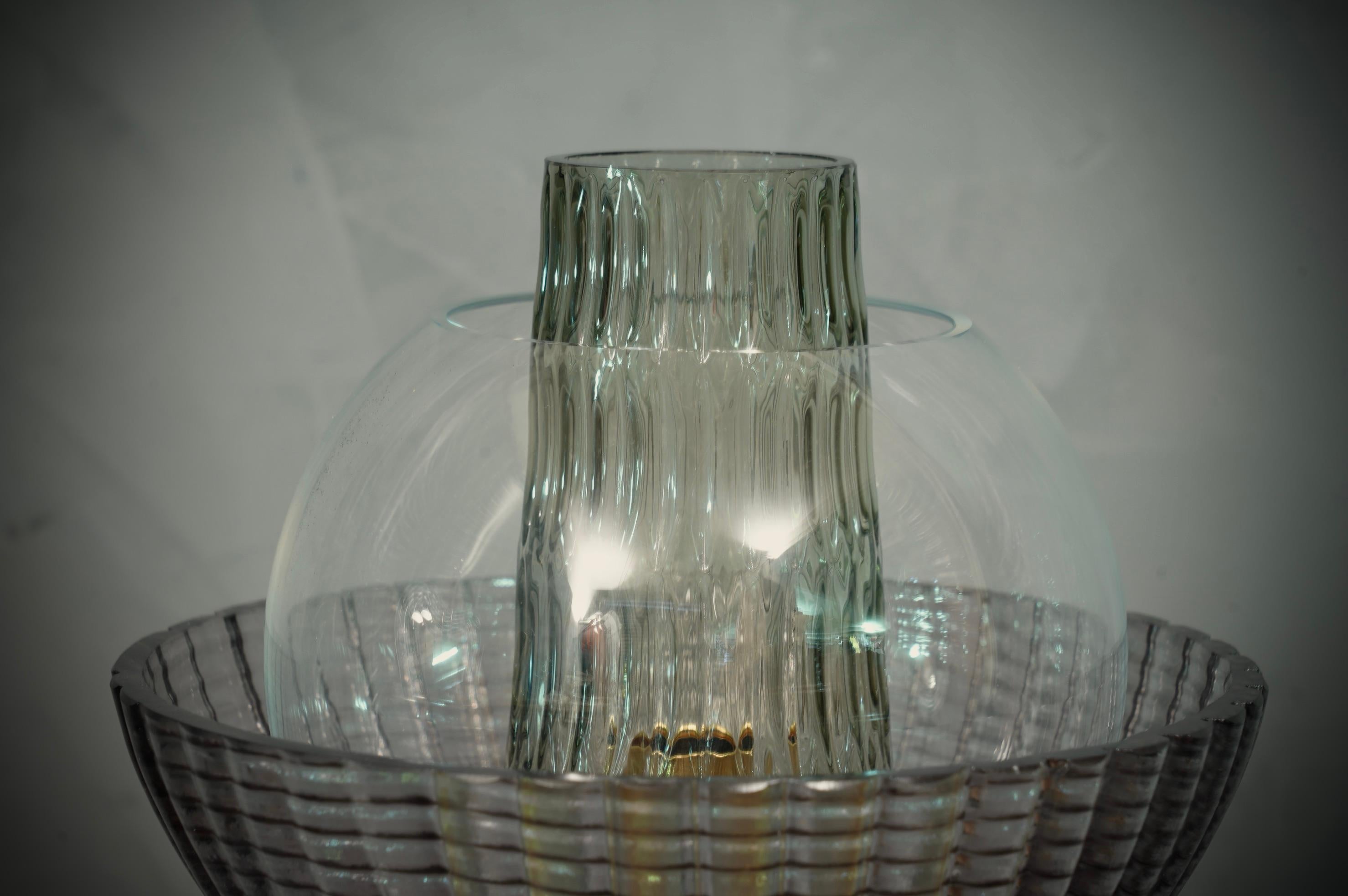 Lampes de table du milieu du siècle dernier en verre d'art de Murano de couleur fumée, 1980 Bon état - En vente à Rome, IT