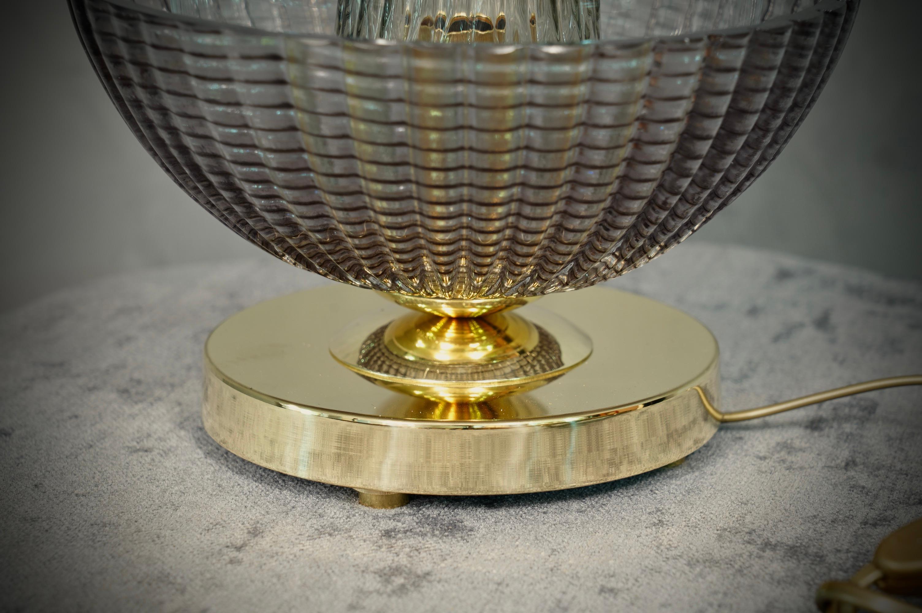 Fin du 20e siècle Lampes de table du milieu du siècle dernier en verre d'art de Murano de couleur fumée, 1980 en vente