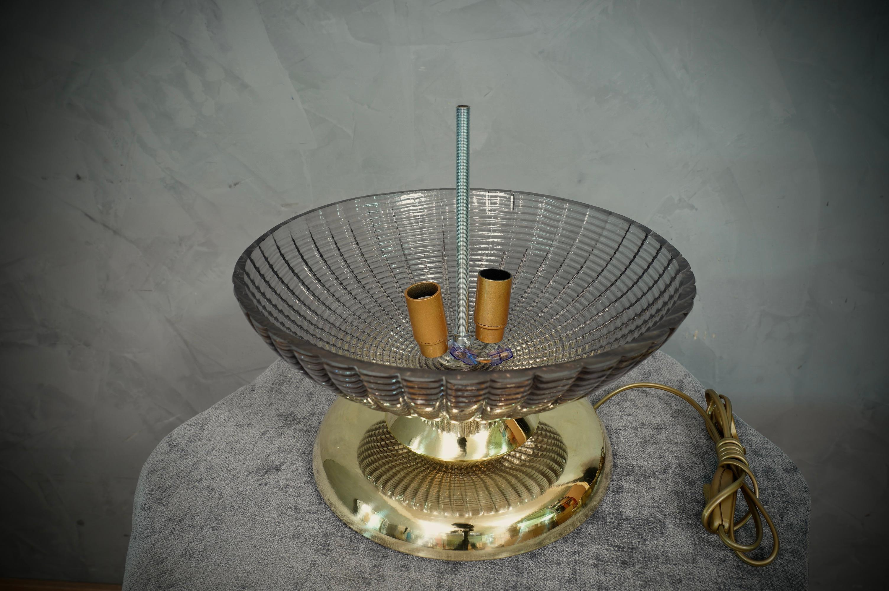 Fin du 20e siècle Lampes de table du milieu du siècle dernier en verre d'art de Murano de couleur fumée, 1980 en vente