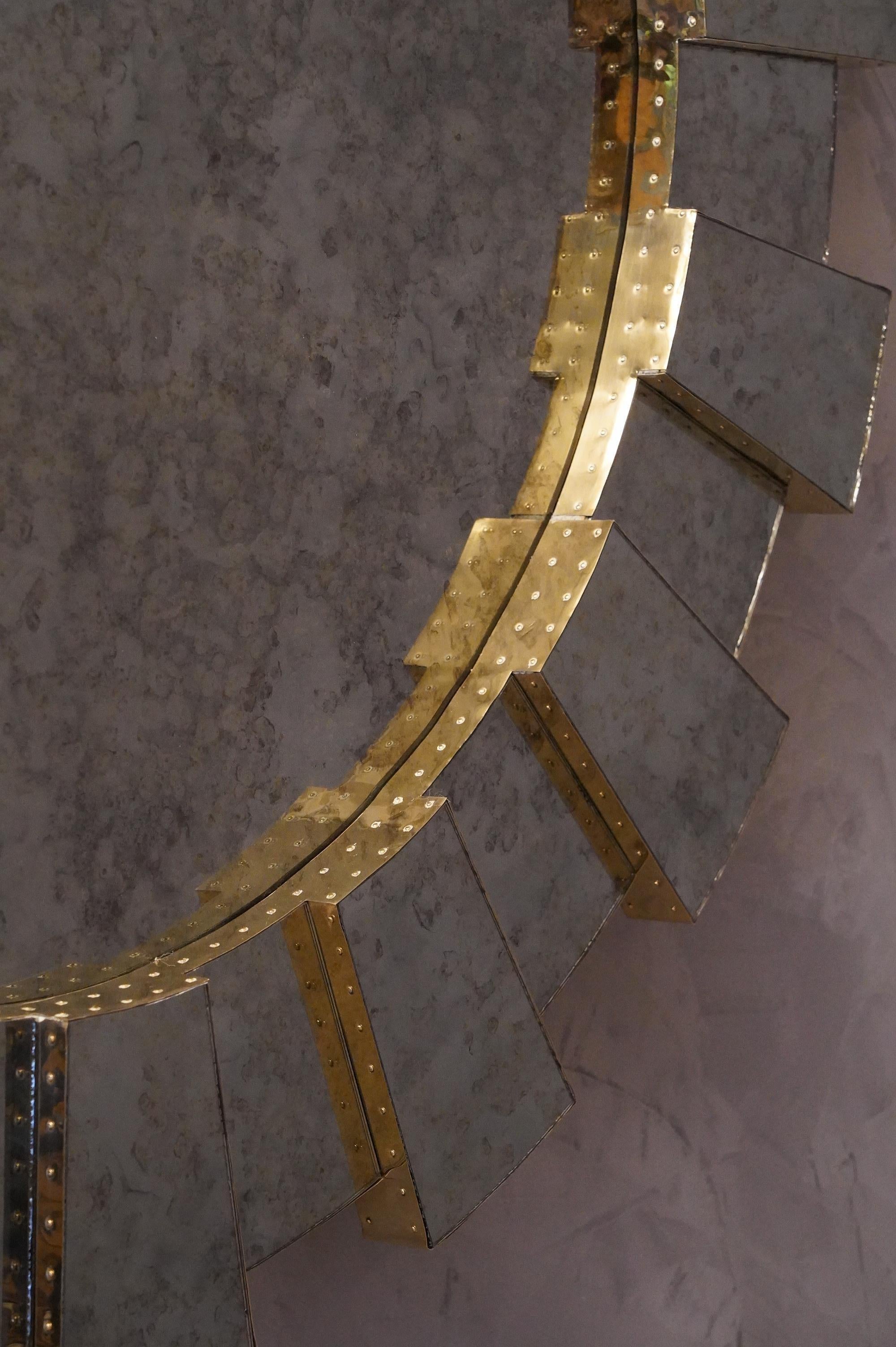 Murano Round Brass Italian Mid-Century Wall Mirror, 1950 1