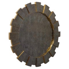 Murano Round Brass Italian Mid-Century Wall Mirror, 1950