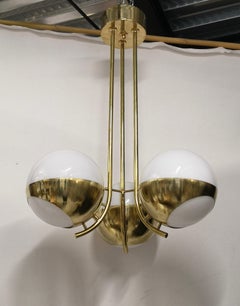 Murano Round Glass and Brass Chandelier and Pendant, 2000