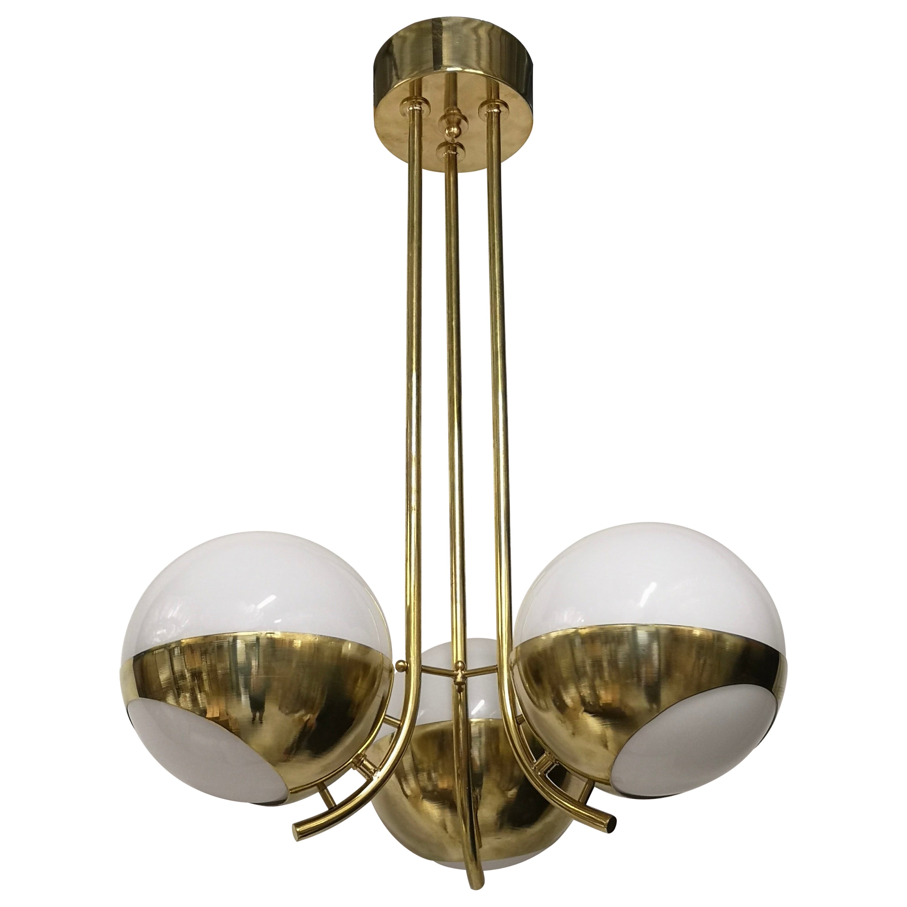 Lustre et pendentif rond en verre de Murano et laiton, 2000
