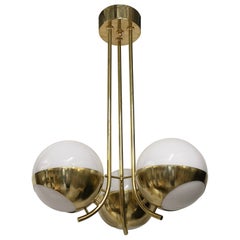 Murano Round Glass and Brass Chandelier and Pendant, 2000