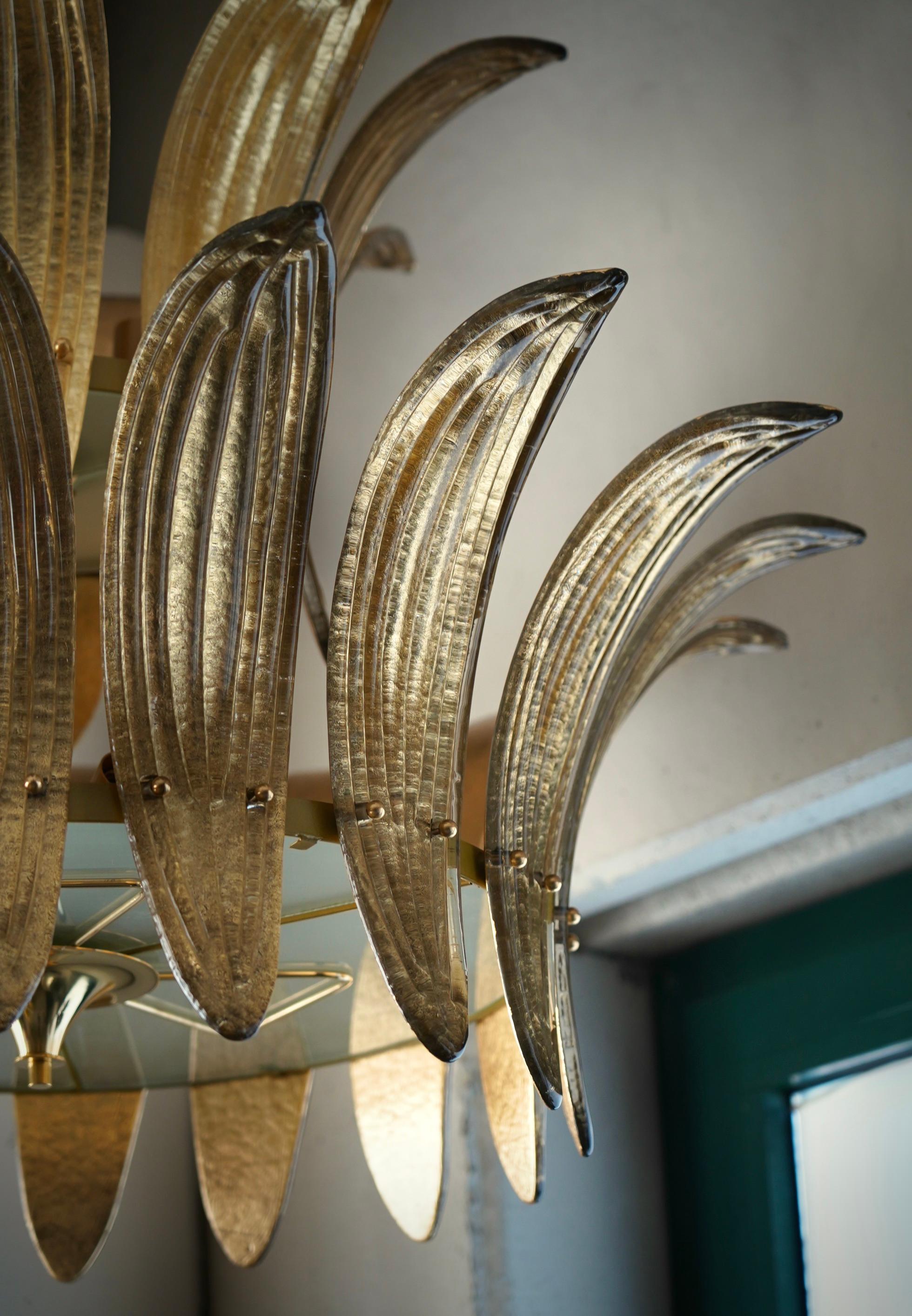 Murano-Kronleuchter und Hängeleuchte aus rundem Gold-Kunstglas und Messing aus der Mitte des Jahrhunderts, 2020 (21. Jahrhundert und zeitgenössisch) im Angebot
