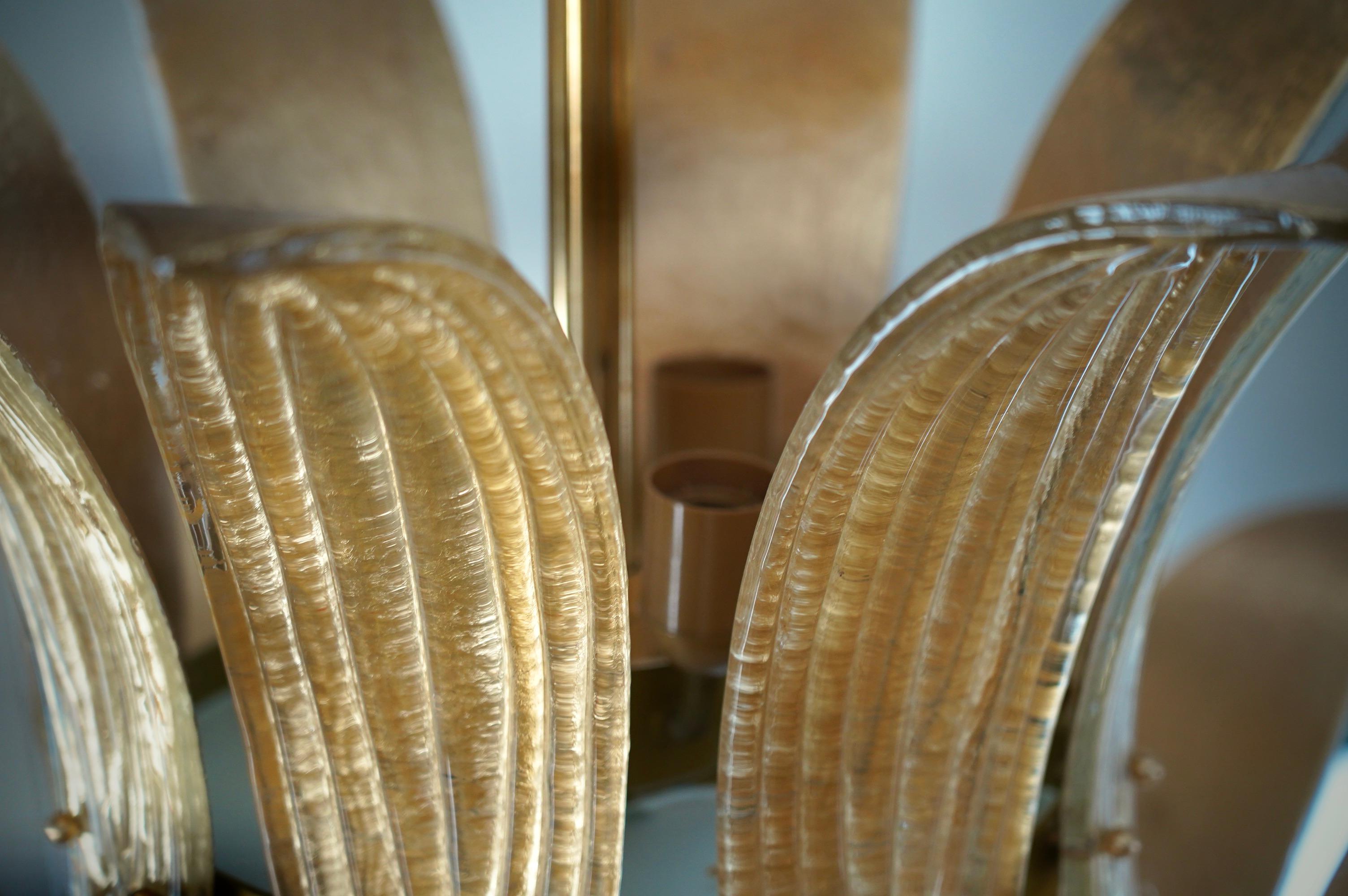 Murano-Kronleuchter und Hängeleuchte aus rundem Gold-Kunstglas und Messing aus der Mitte des Jahrhunderts, 2020 im Angebot 3