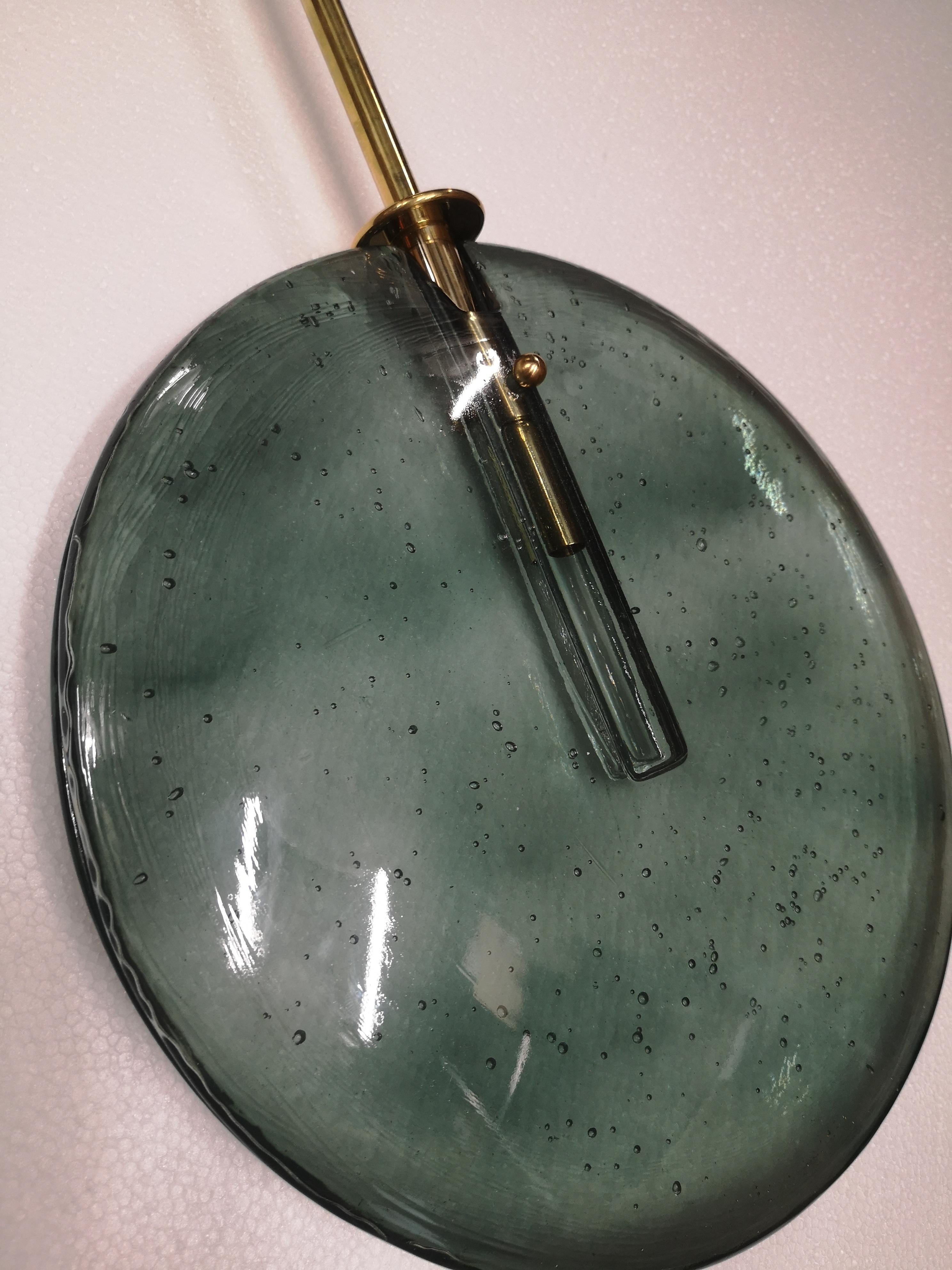 Murano Round Green Glass and Brass Modern Lantern, 2020 1
