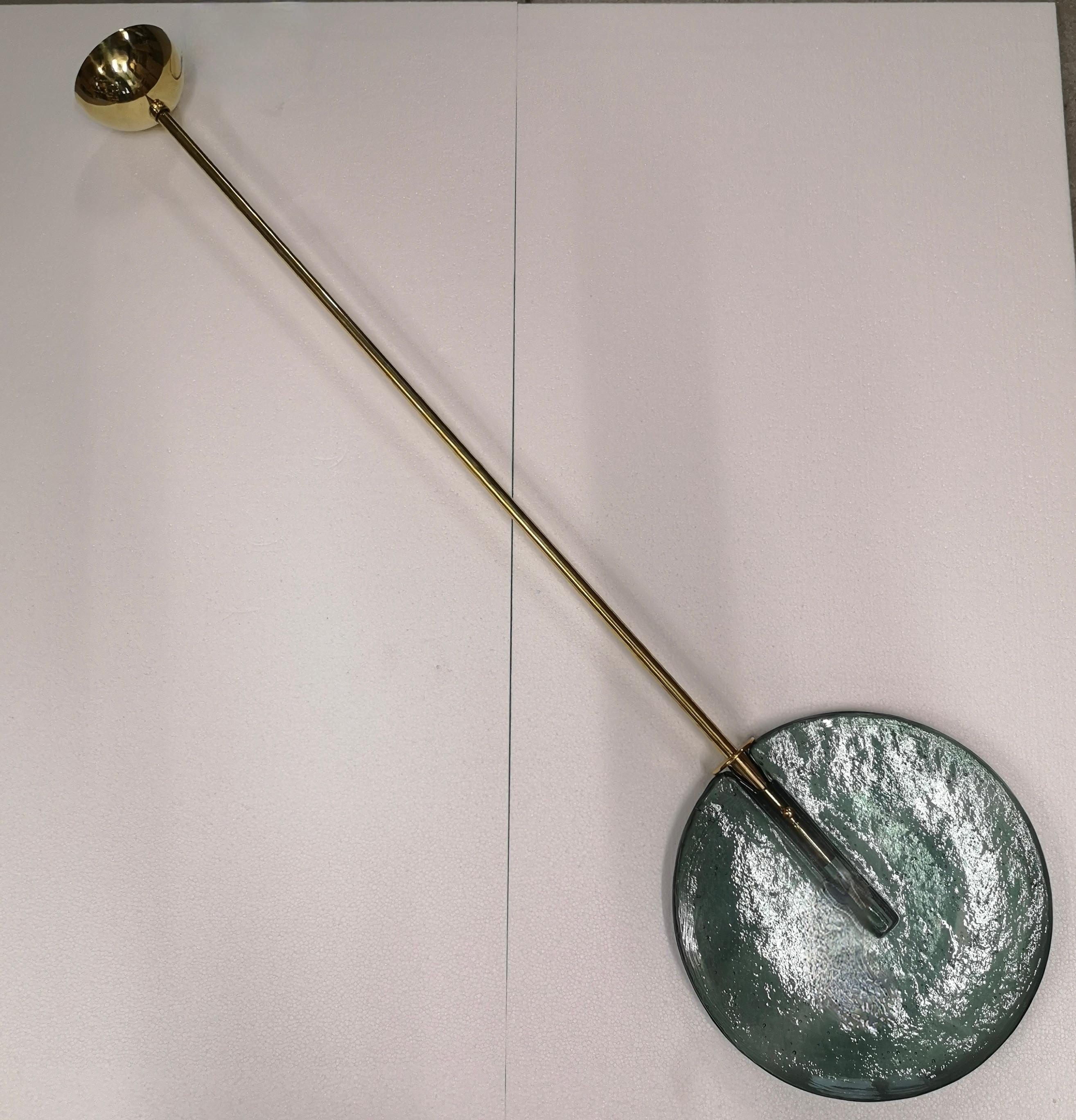 Murano Round Green Glass and Brass Modern Lantern, 2020 3