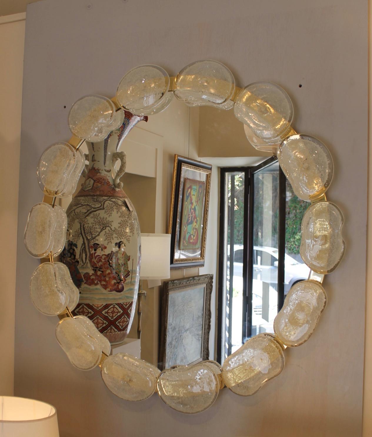 Miroir rond de Murano, galets, moderniste en vente 3