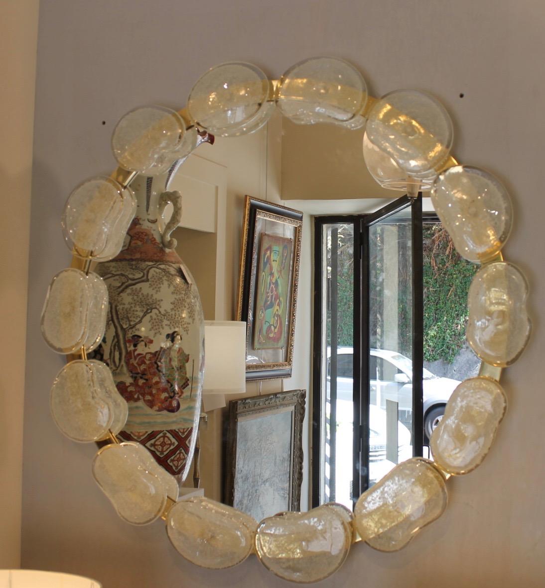 Miroir rond de Murano, galets, moderniste en vente 4
