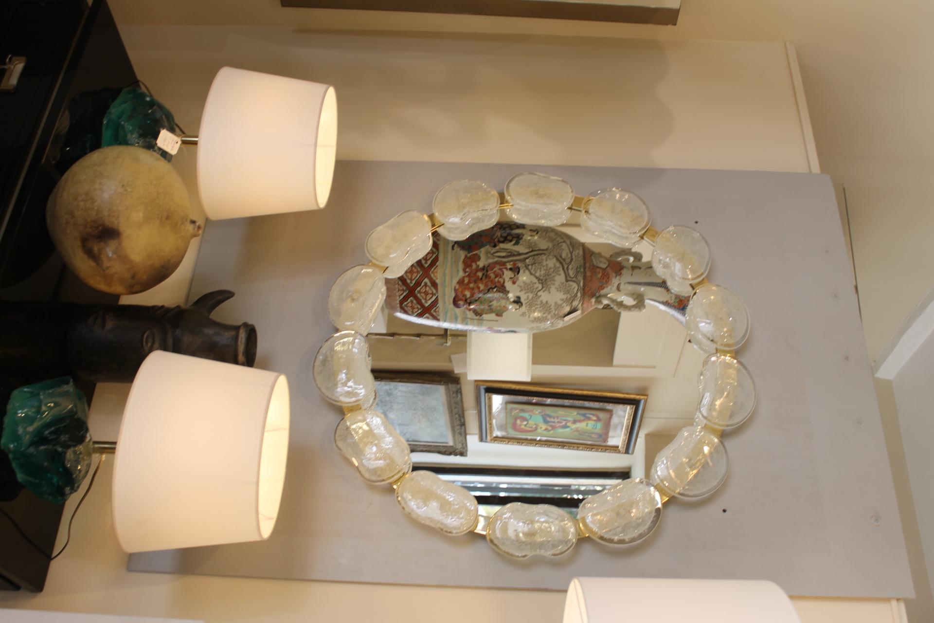 Murano round mirror, pebbles, Modernist For Sale 5