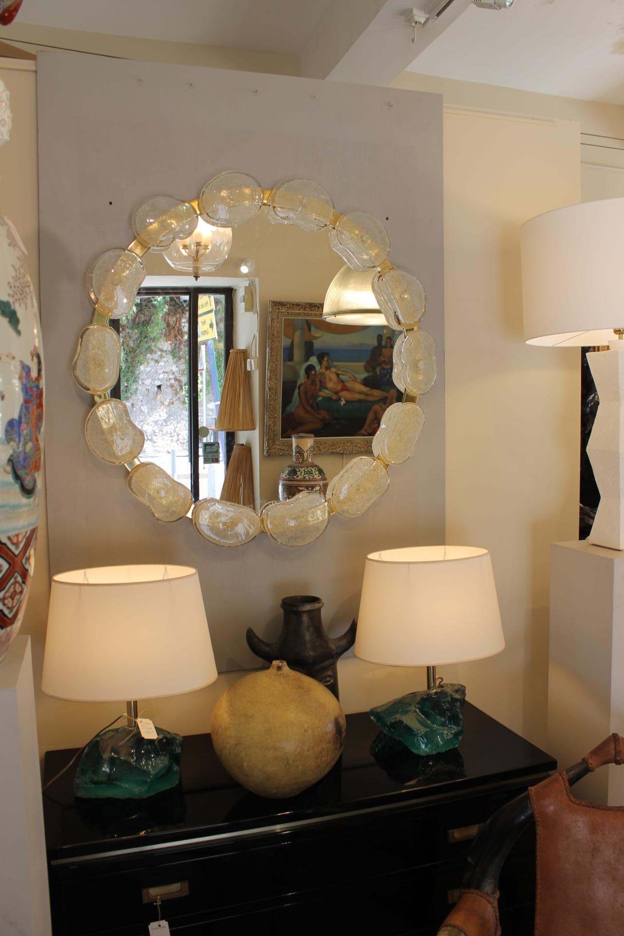 Murano round mirror, pebbles, Modernist In Excellent Condition For Sale In Nice, FR