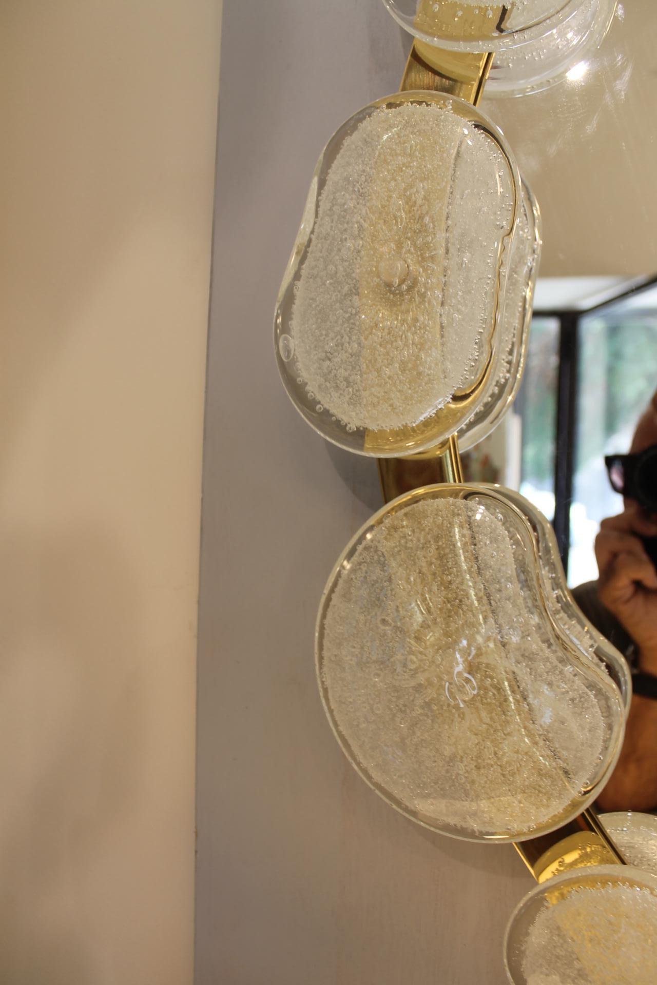 Art Glass Murano round mirror, pebbles, Modernist For Sale