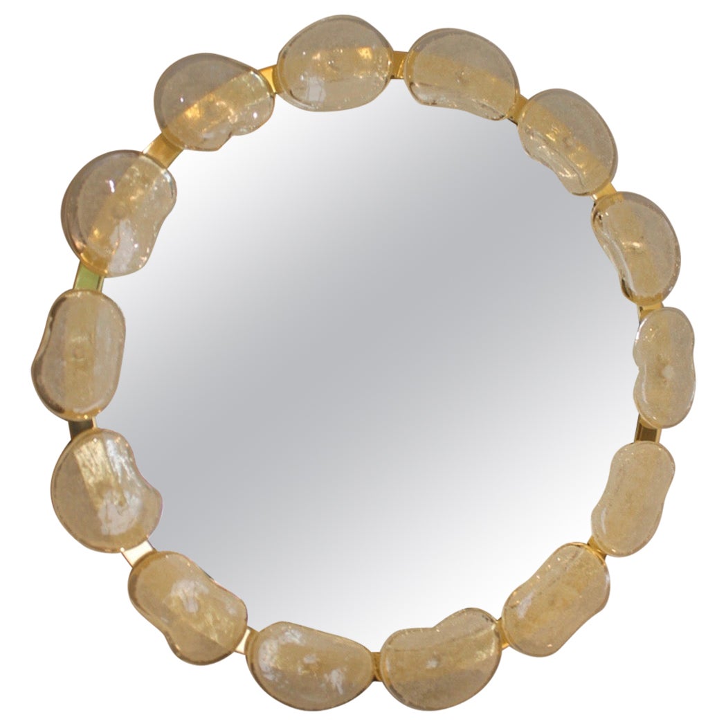 Murano round mirror, pebbles, Modernist