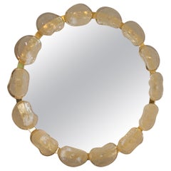 Murano round mirror, pebbles, Modernist