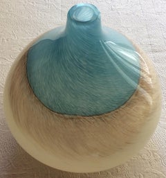 Murano Round Multicolored Art Glass Single Stem Flower Vase