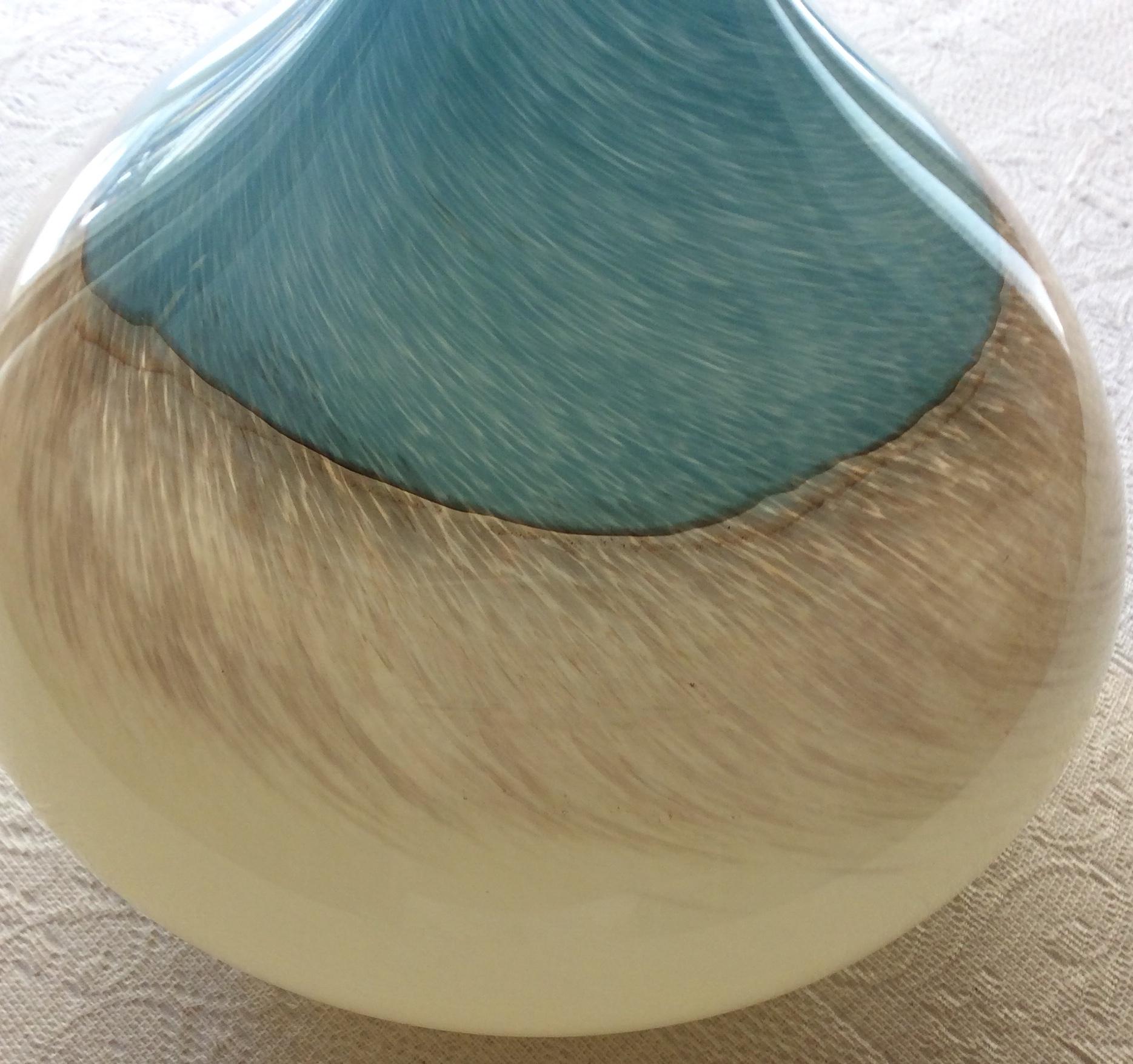 Murano Round Multicolored Art Glass Single Stem Flower Vase In Good Condition In Miami, FL