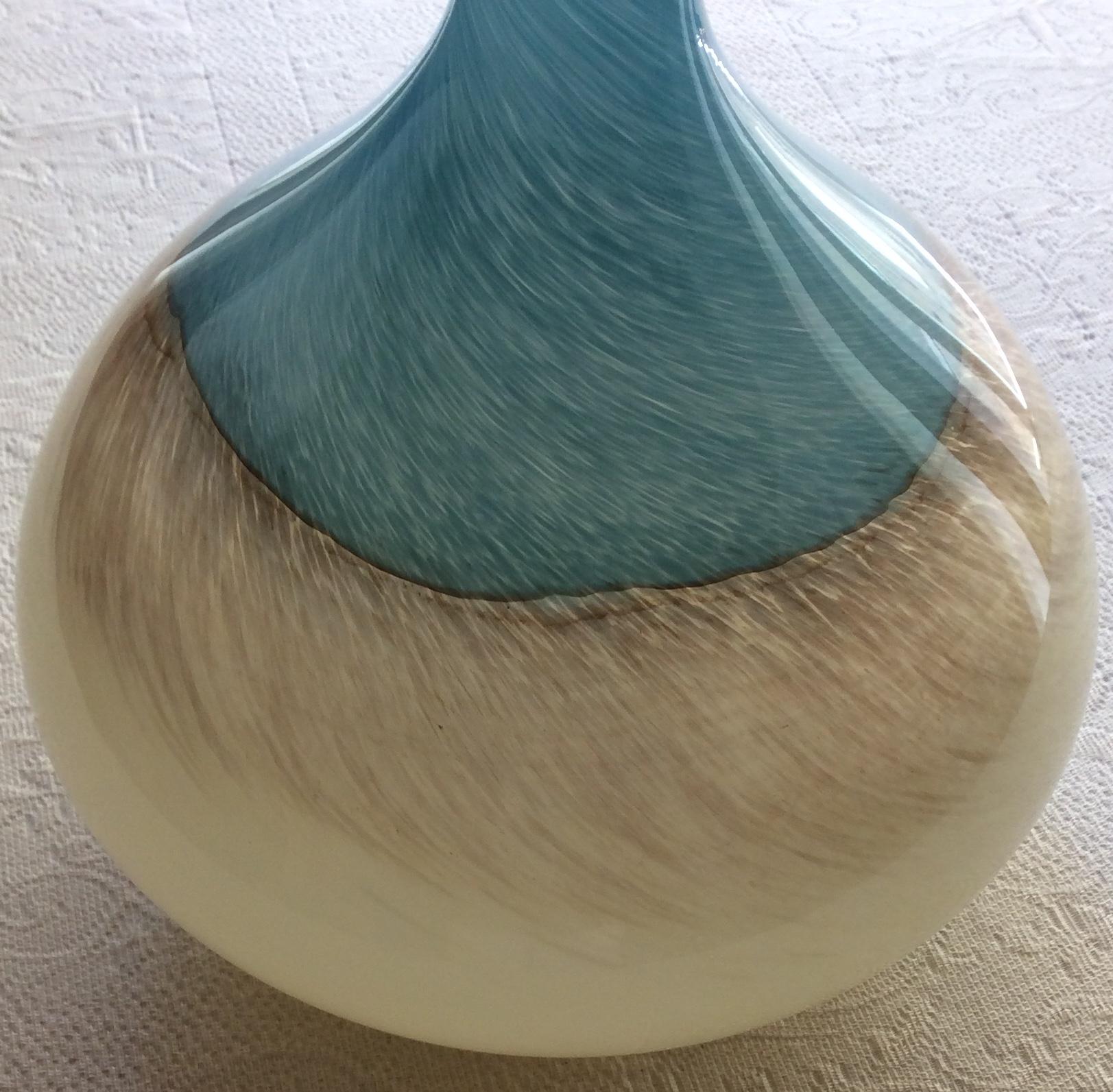 Murano Round Multicolored Art Glass Single Stem Flower Vase 1