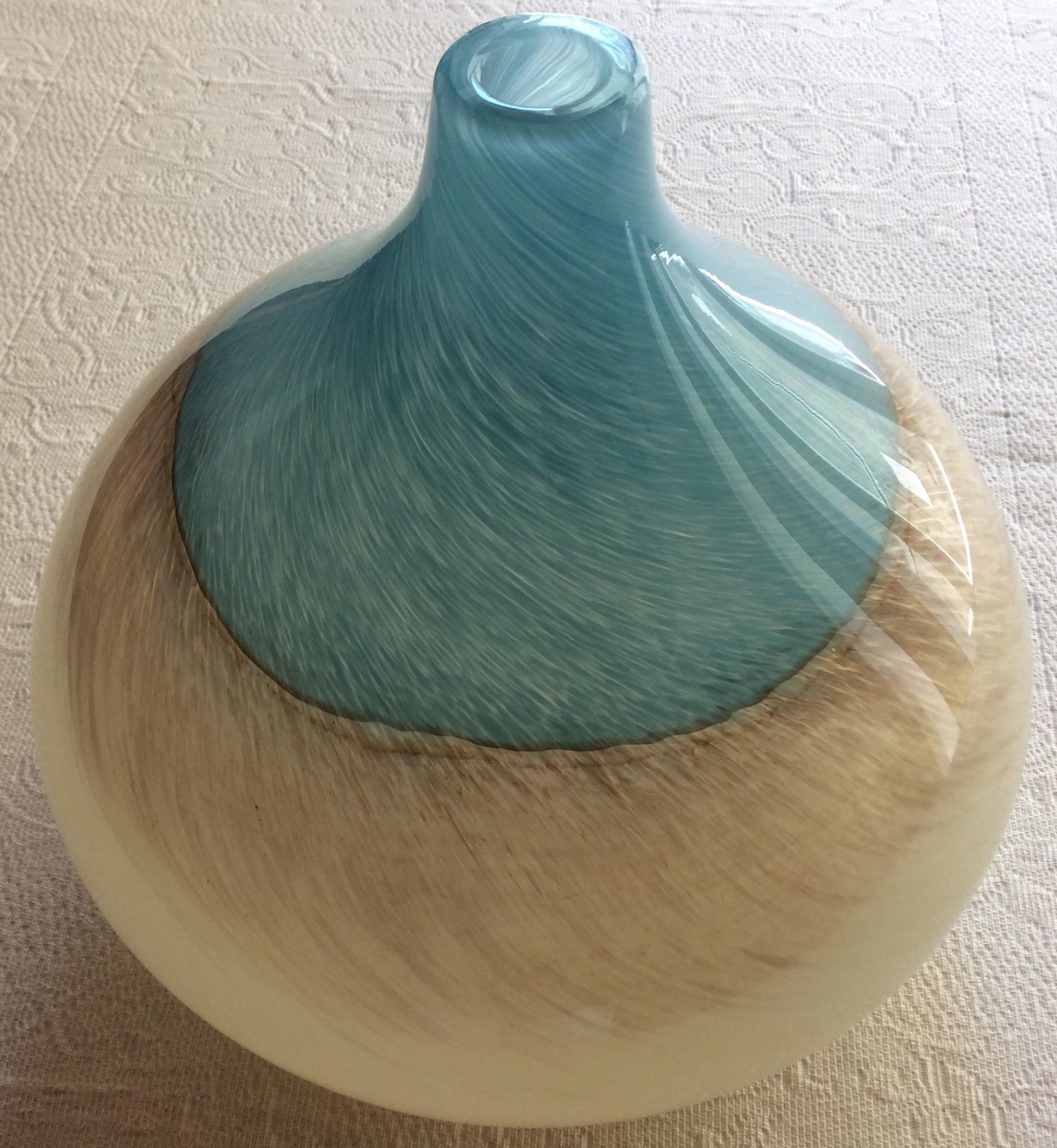 Murano Round Multicolored Art Glass Single Stem Flower Vase 2