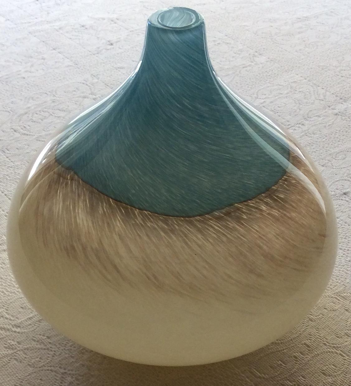 Murano Round Multicolored Art Glass Single Stem Flower Vase 3
