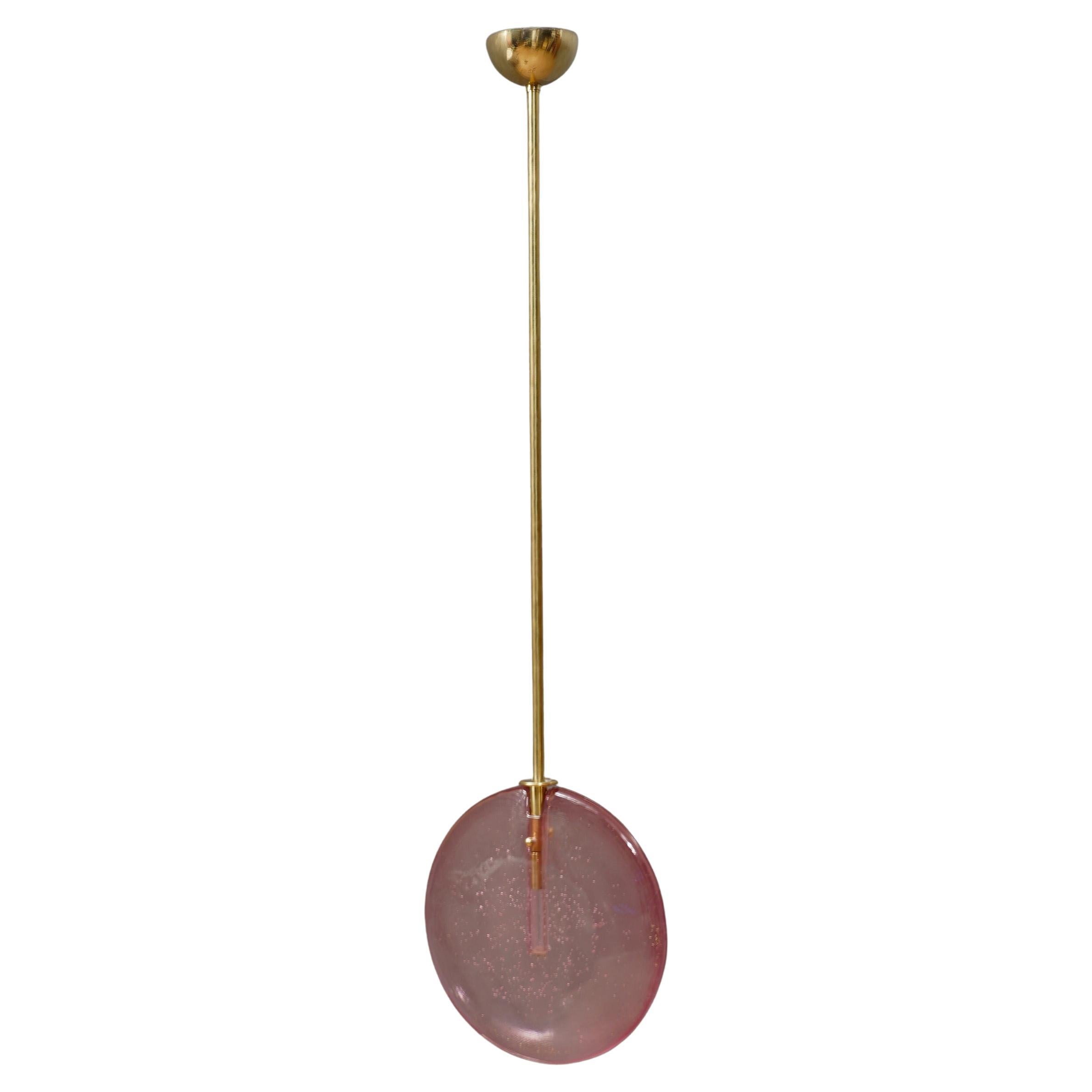 Murano Round Pink Glass and Brass Modern Lantern, 2020