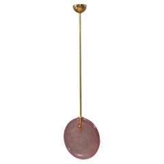 Murano Round Pink Glass and Brass Modern Lantern, 2020