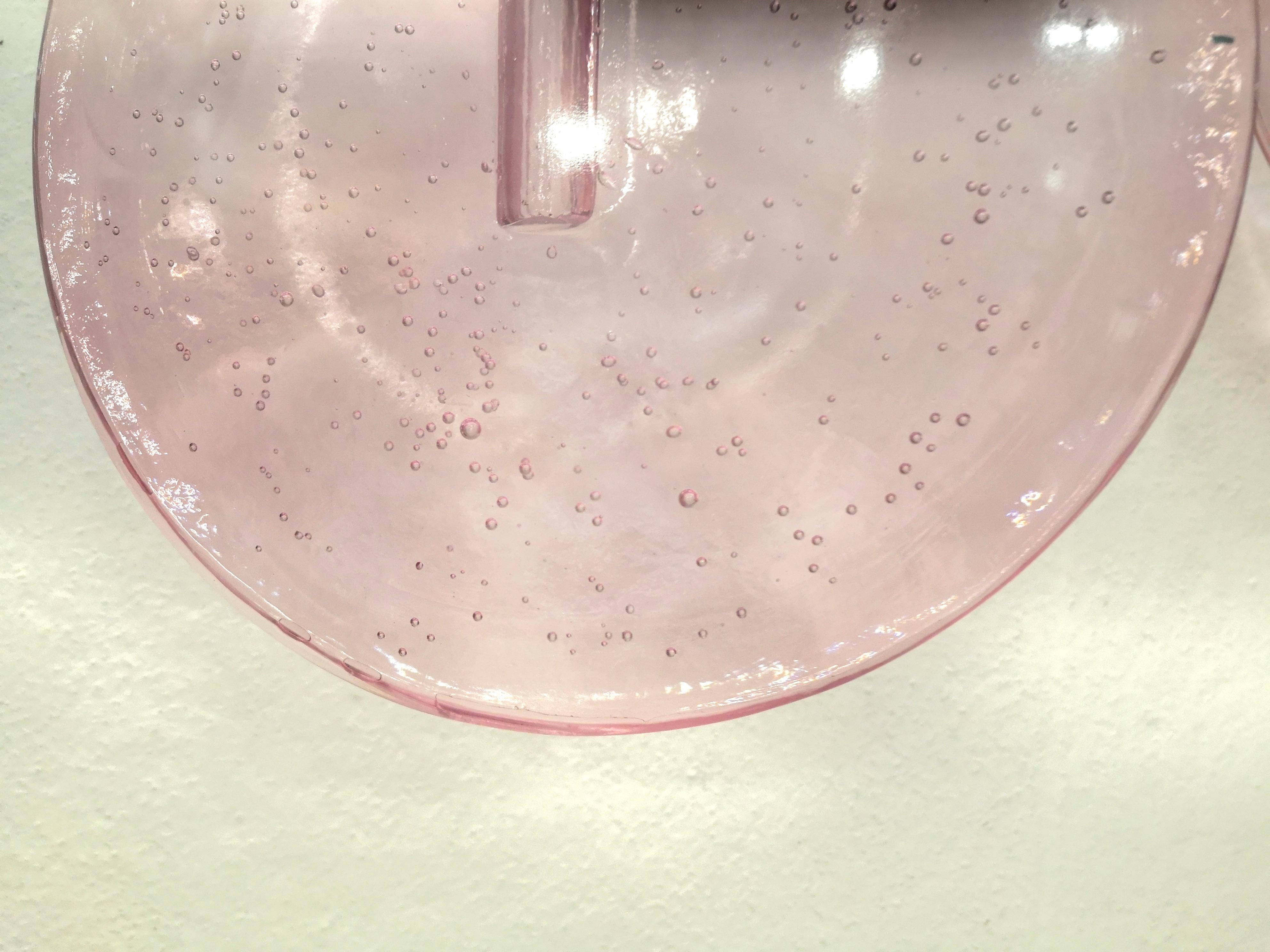 Farol / Araña y Colgante Modernos Redondos de Murano en Cristal Rosa y Latón, 2020 en venta 2