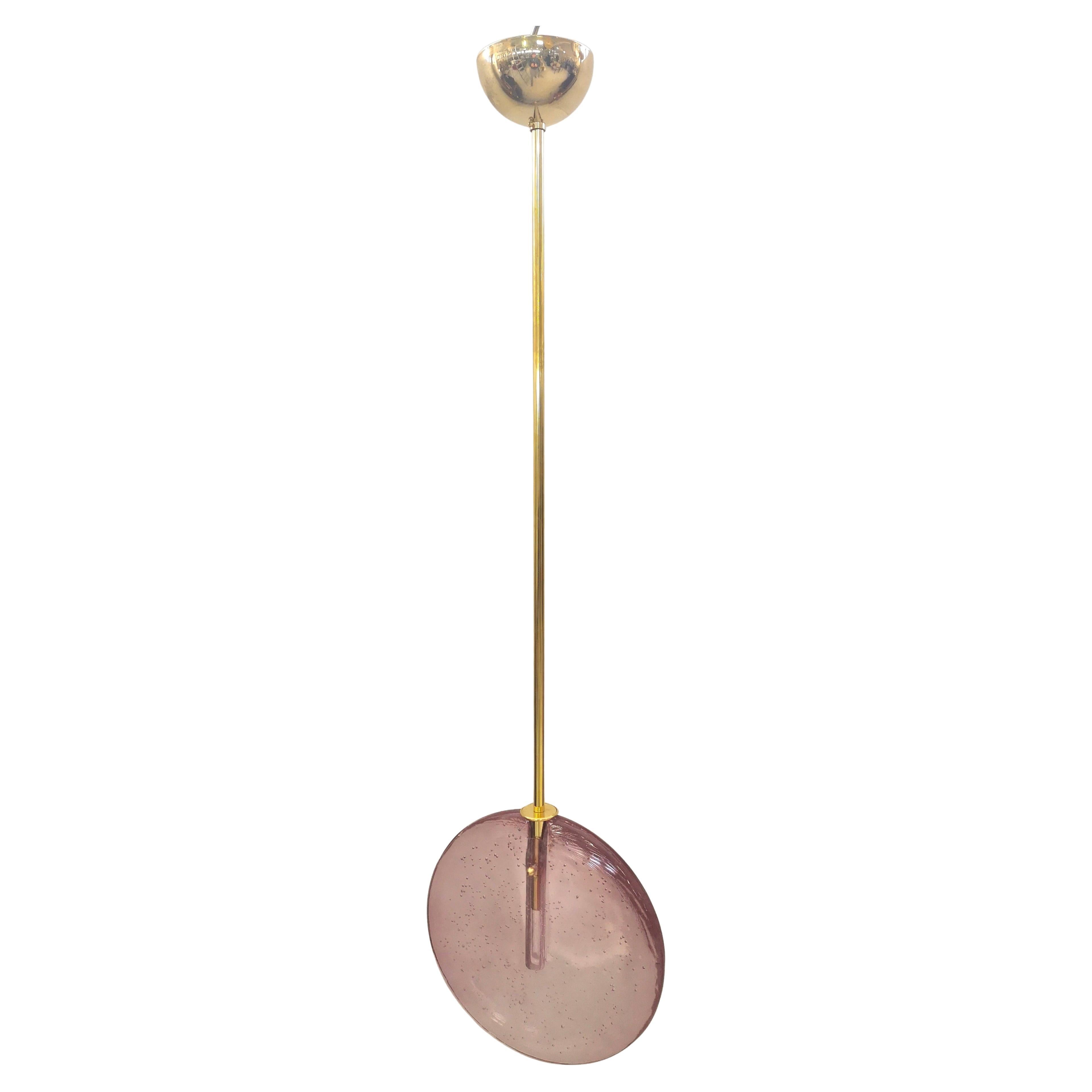 Lanterna / lampadario e pendente moderno in vetro rosa e ottone di Murano, 2020