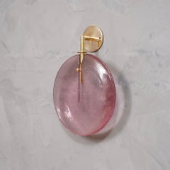 Murano Round Pink Glass and Brass Modern Wall Light, 2020