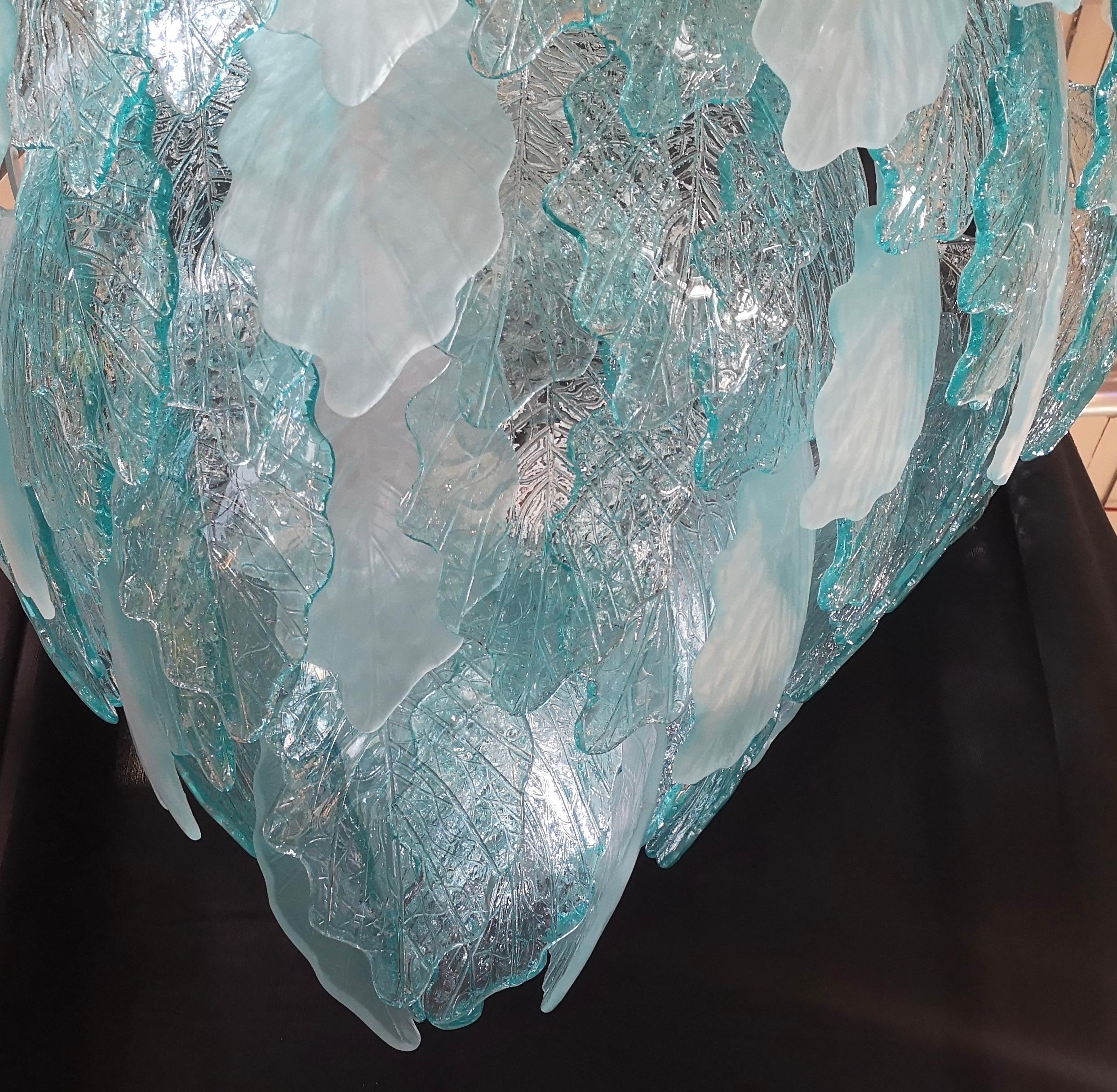 Lustres ronds en verre de Murano sablé de couleur bleu clair, 2020 Bon état - En vente à Rome, IT