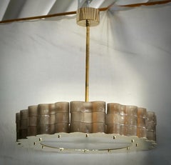 Murano Round Smoky Art Glass and Brass Midcentury Chandelier and Pendant, 2000