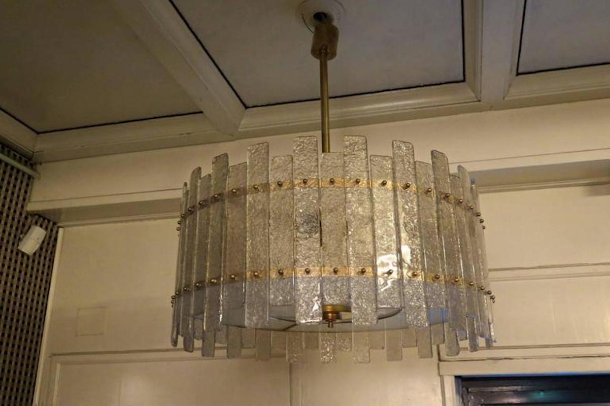 Lampadari e pendenti rotondi in vetro artistico trasparente e ottone di Murano, 2020 In condizioni buone in vendita a Rome, IT