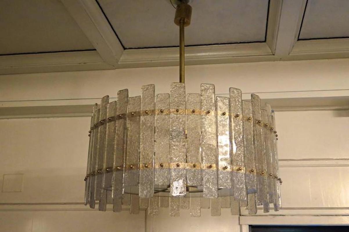 Lampadari e pendenti rotondi in vetro artistico trasparente e ottone di Murano, 2020 in vendita 1