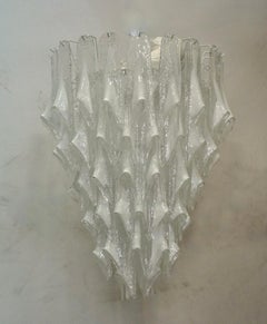 Murano Round Transparent White Color Mid-Century Chandelier and Pendant, 2000