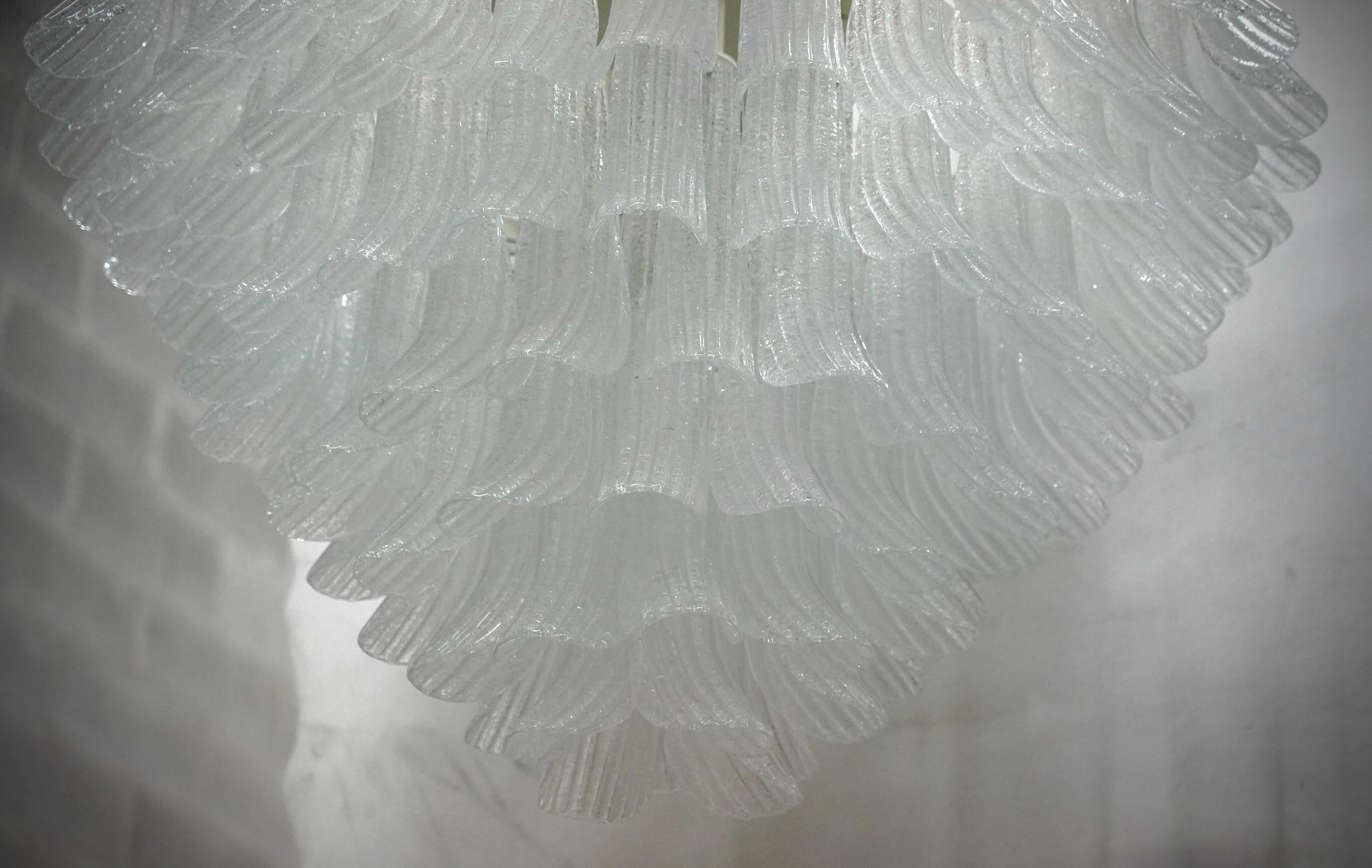 Contemporary Murano Round Transparent White Color Mid-century Chandelier and Pendant, 2000 For Sale