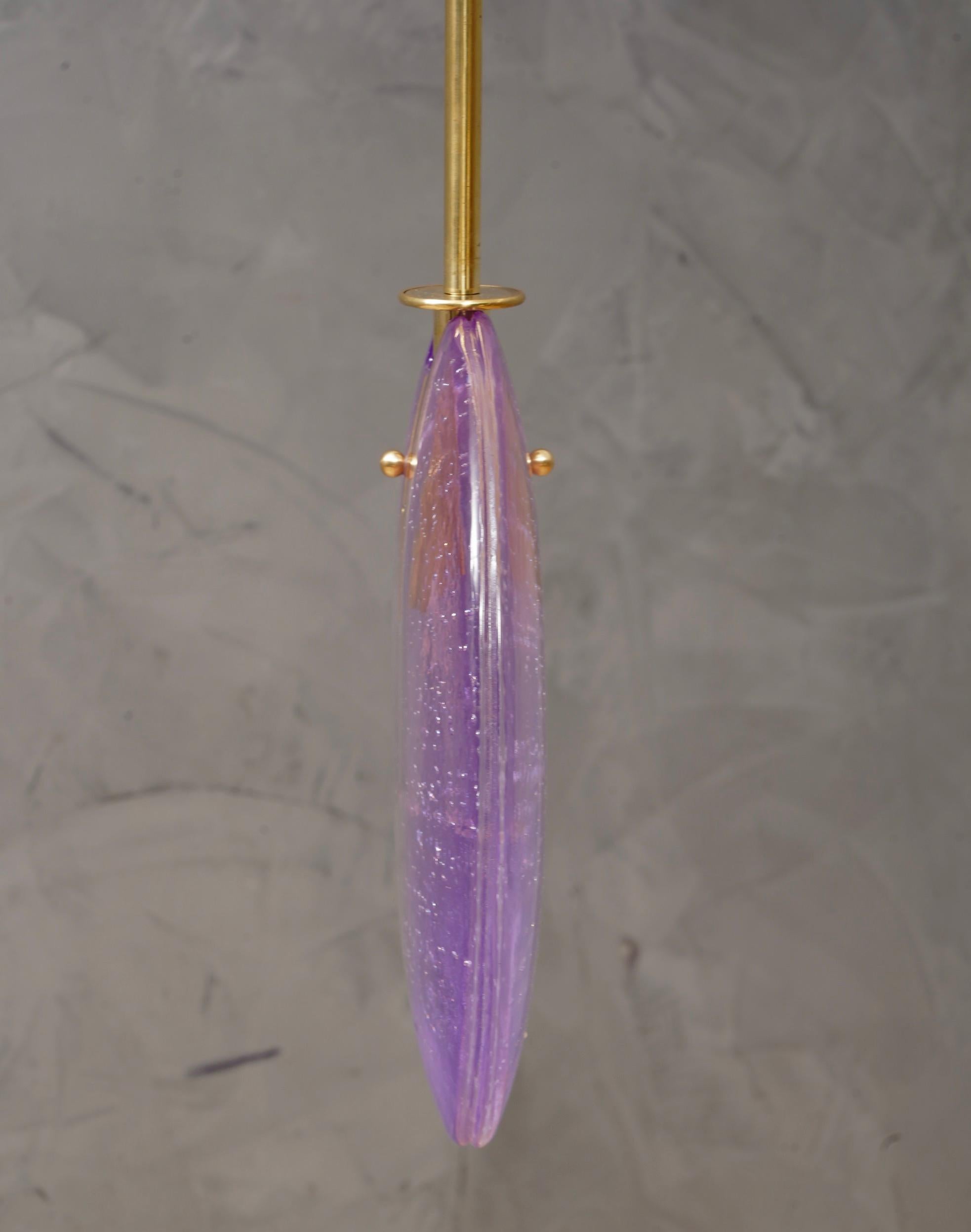 Murano Round Violet Glass and Brass Modern Lantern, 2020 2