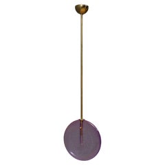 Murano Round Violet Glass and Brass Modern Lantern, 2020