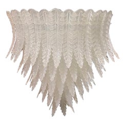 Murano Round White Ice Glass Mid-Century Chandelier and Pendant, 2020