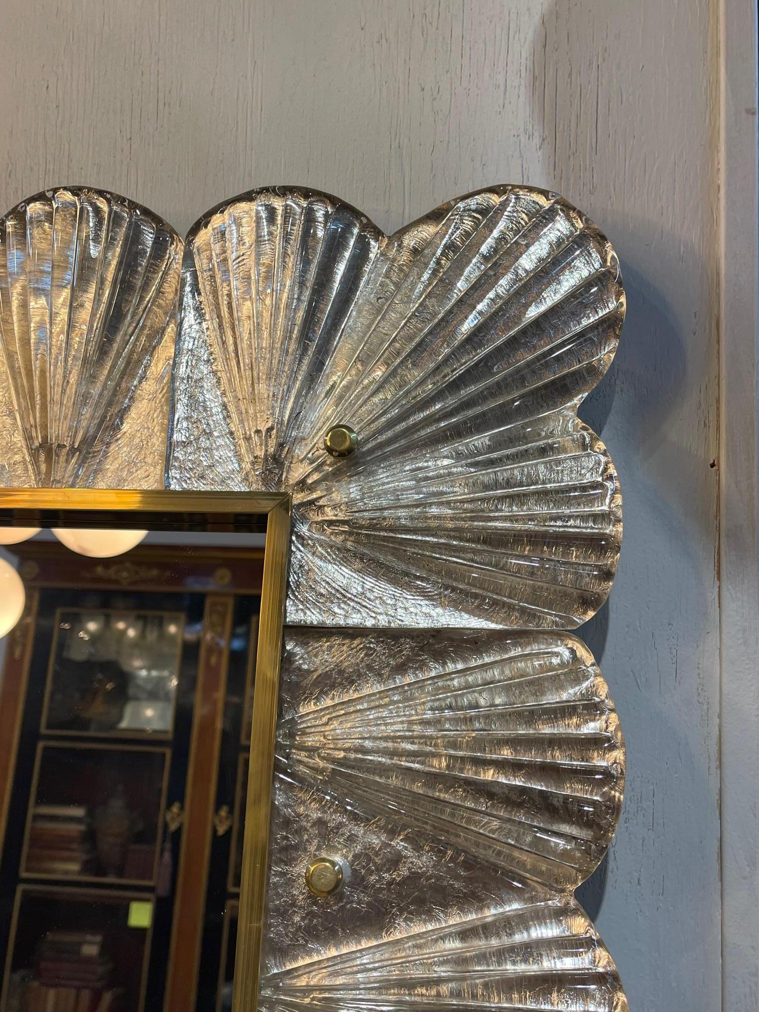 Brass Murano Ruffle Mirror For Sale