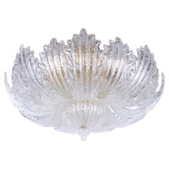 Murano Rugiada 25.6" Flush Mount Glass & Brass Chandelier, Barovier & Toso Italy