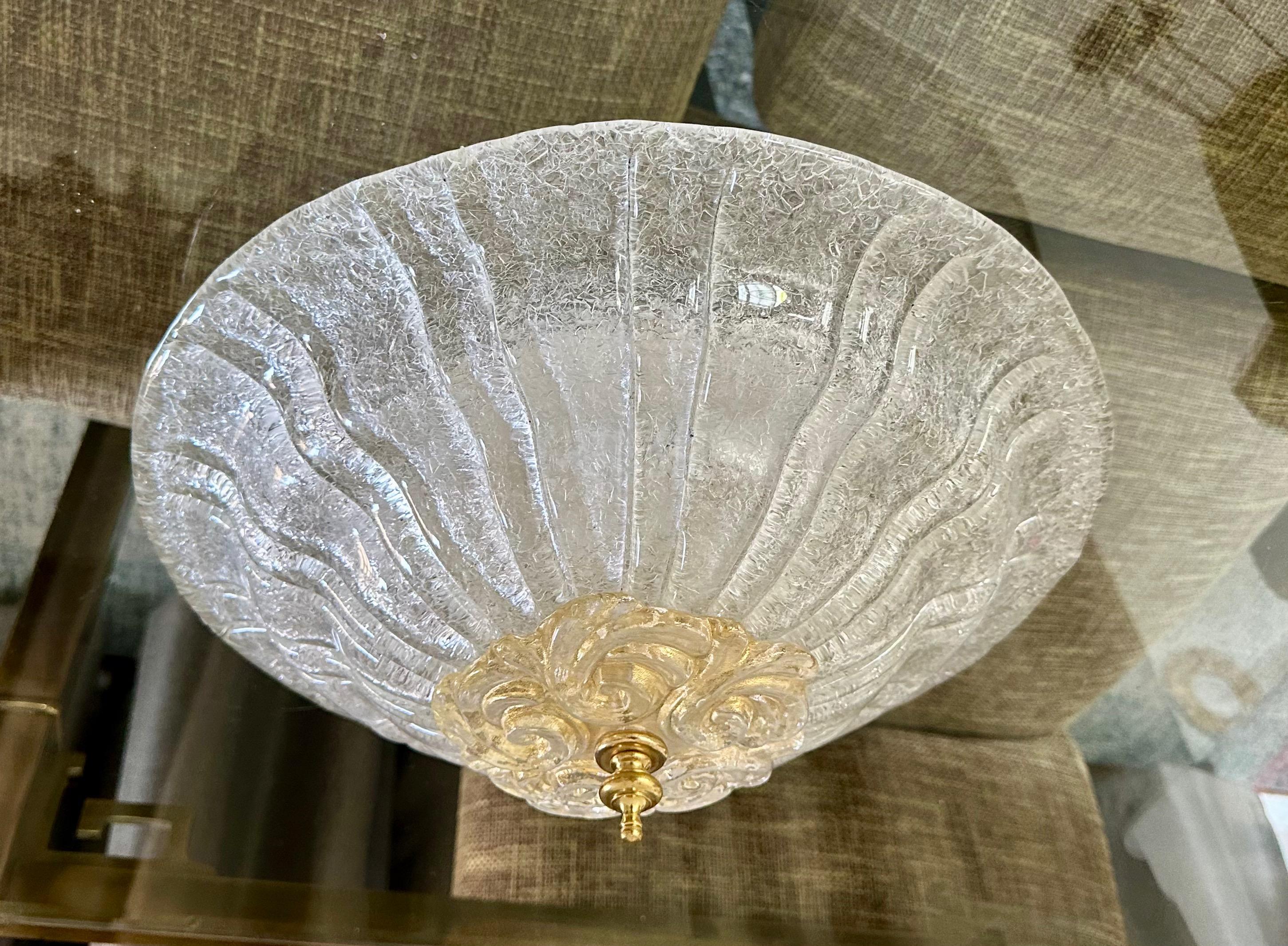 italien Plafonnier encastré en verre Murano Rugiadoso en vente