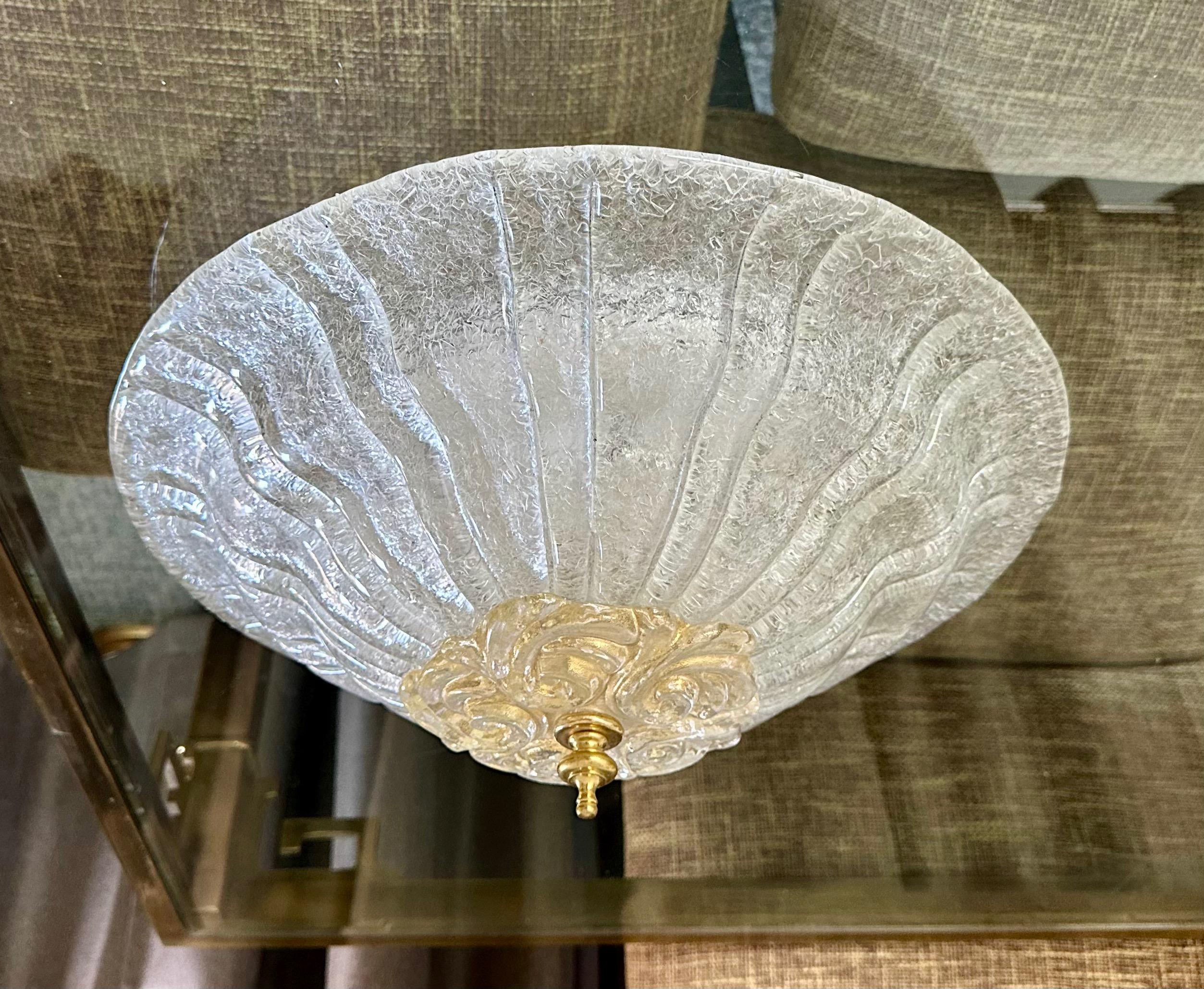 Laiton Plafonnier encastré en verre Murano Rugiadoso en vente
