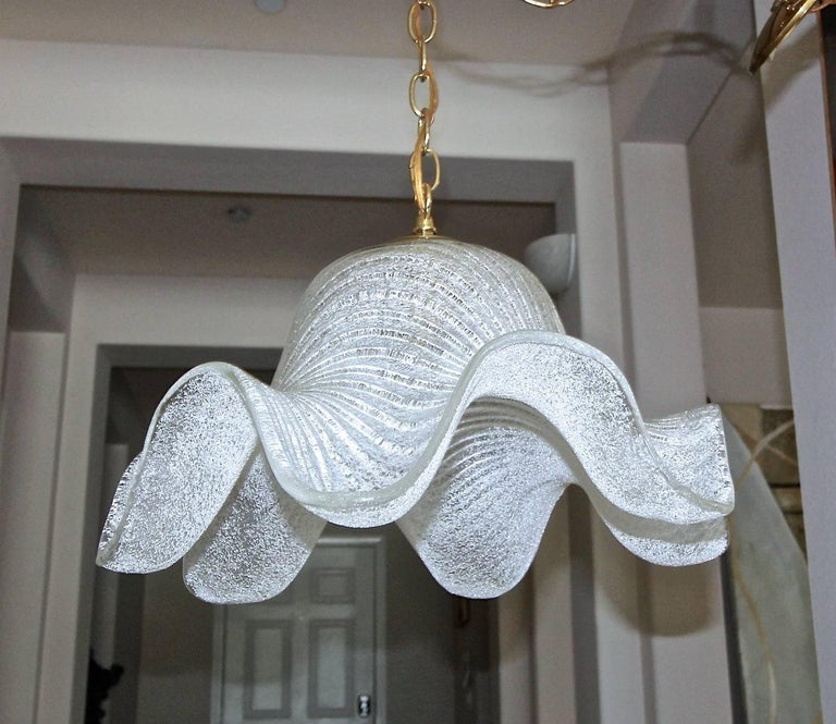 Murano Rugiadoso Glass Wavy Bell Shaped Chandelier or Pendant at 1stDibs