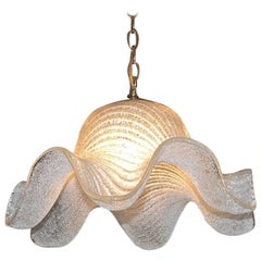 Lustre ou pendentif en forme de cloche ondulée en verre de Murano Rugiadoso