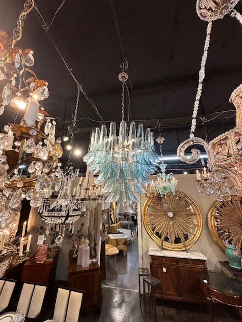 Murano Saddle Waterfall Chandelier In Good Condition For Sale In Dallas, TX