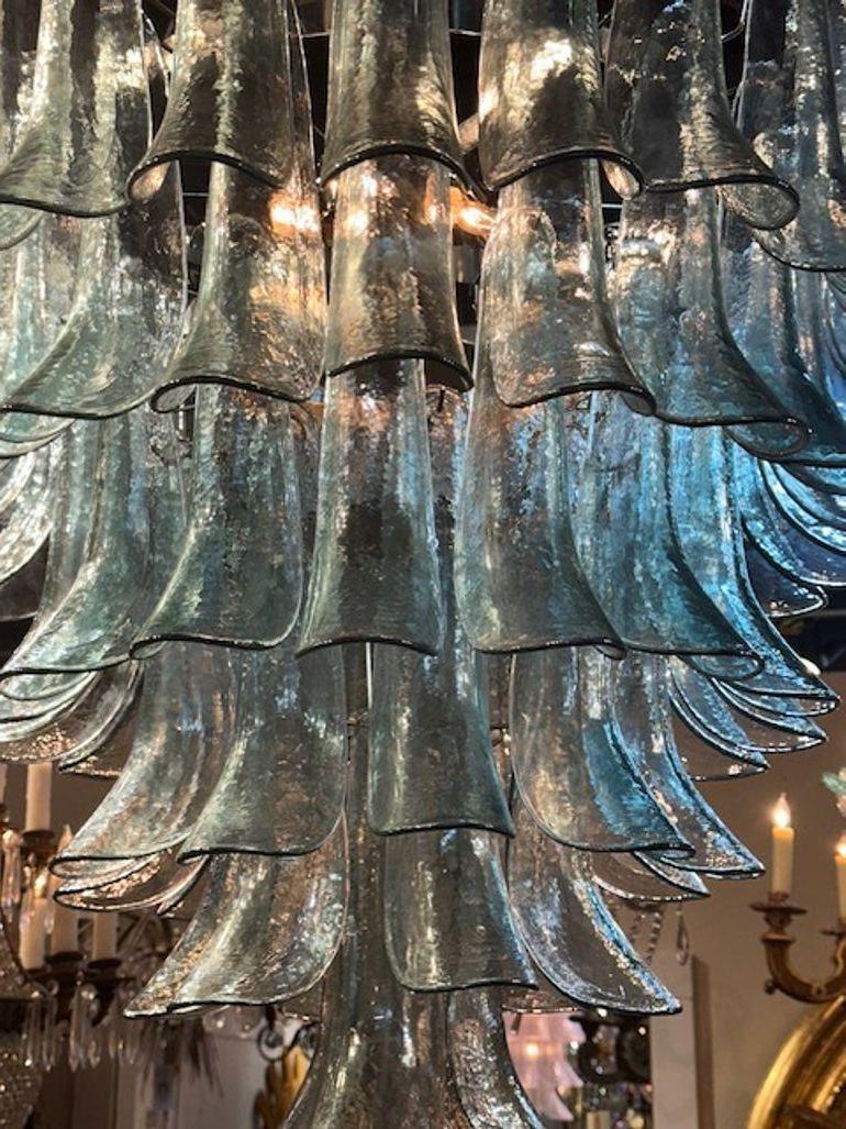 Contemporary Murano Saddle Waterfall Chandelier For Sale