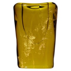 Murano Salviati Gaspari Signed Gold Leaf Italian Art Glass Abstract Flower Vase