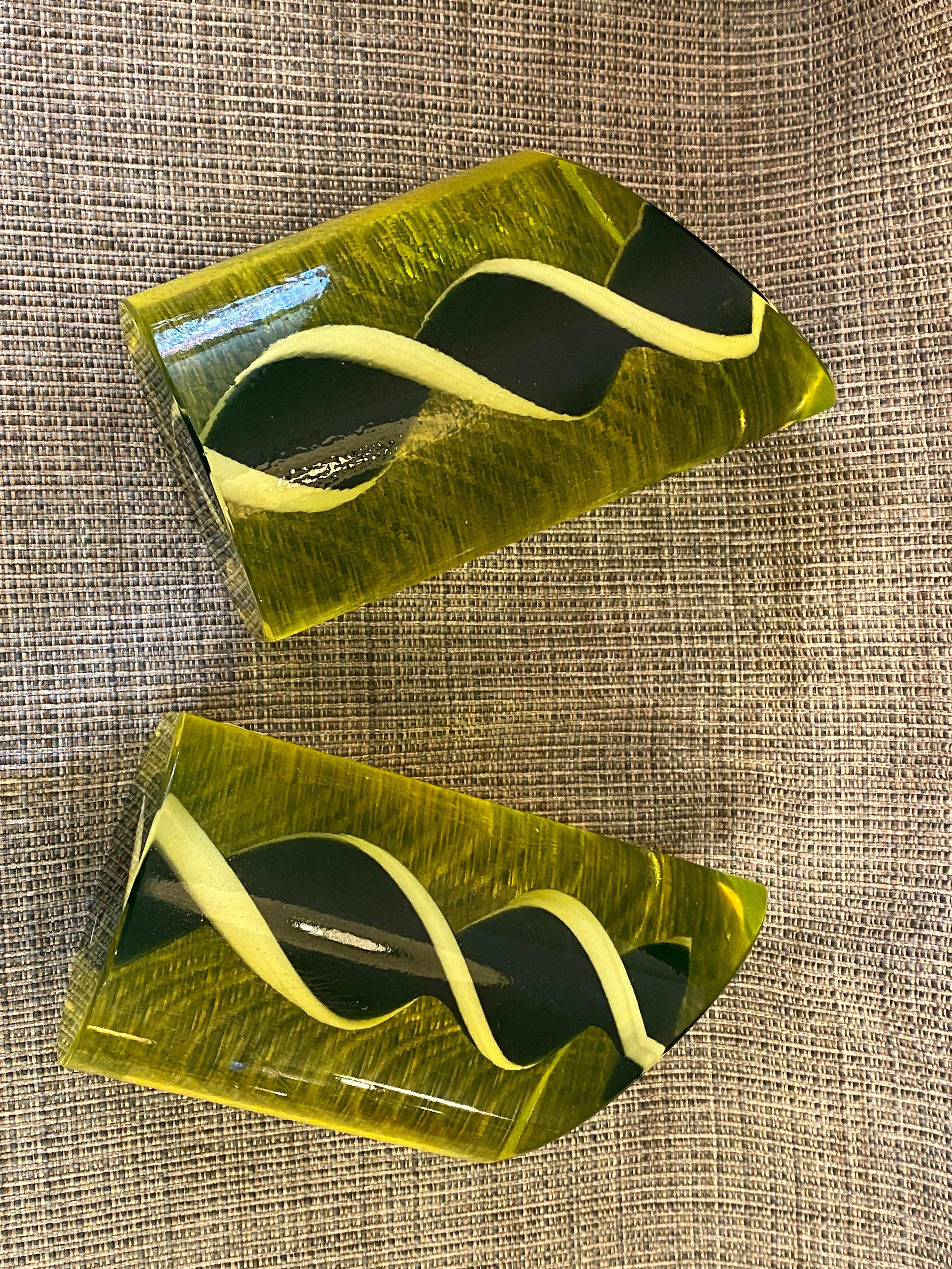 Mid-20th Century Murano Salviati Glass Double Helix Bookends